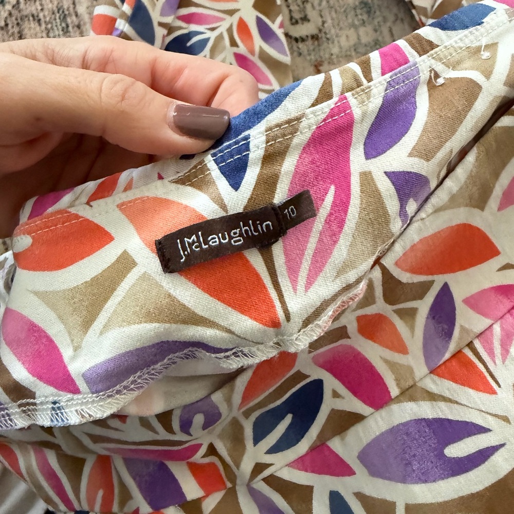 J. McLaughlin Colorful Leaf Pattern pants